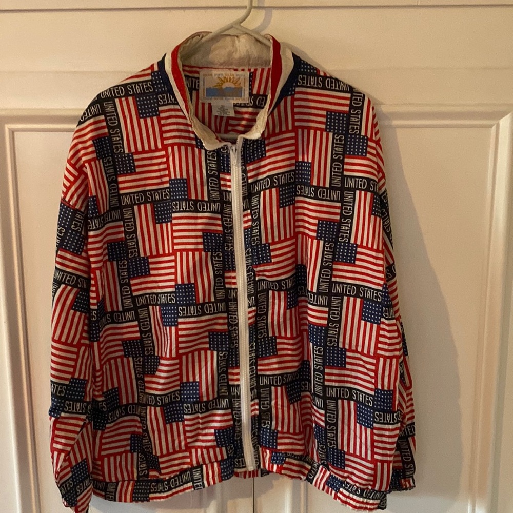Vintage SOLARE SPORTA United States American flag jacket size Large